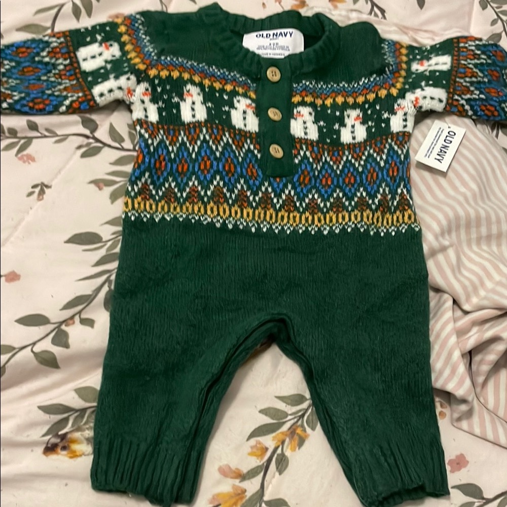 Old Navy Festive Green Baby Romper